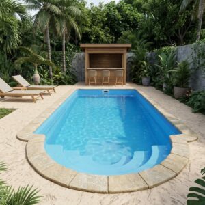 Piscine coque Bourgeois 5.8x2.2 m design Réunion