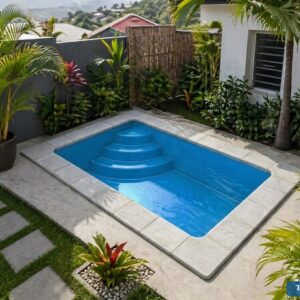 Piscine coque Picot 3x2x1m petit jardin format compact Ti-Coque La Réunion 9900€